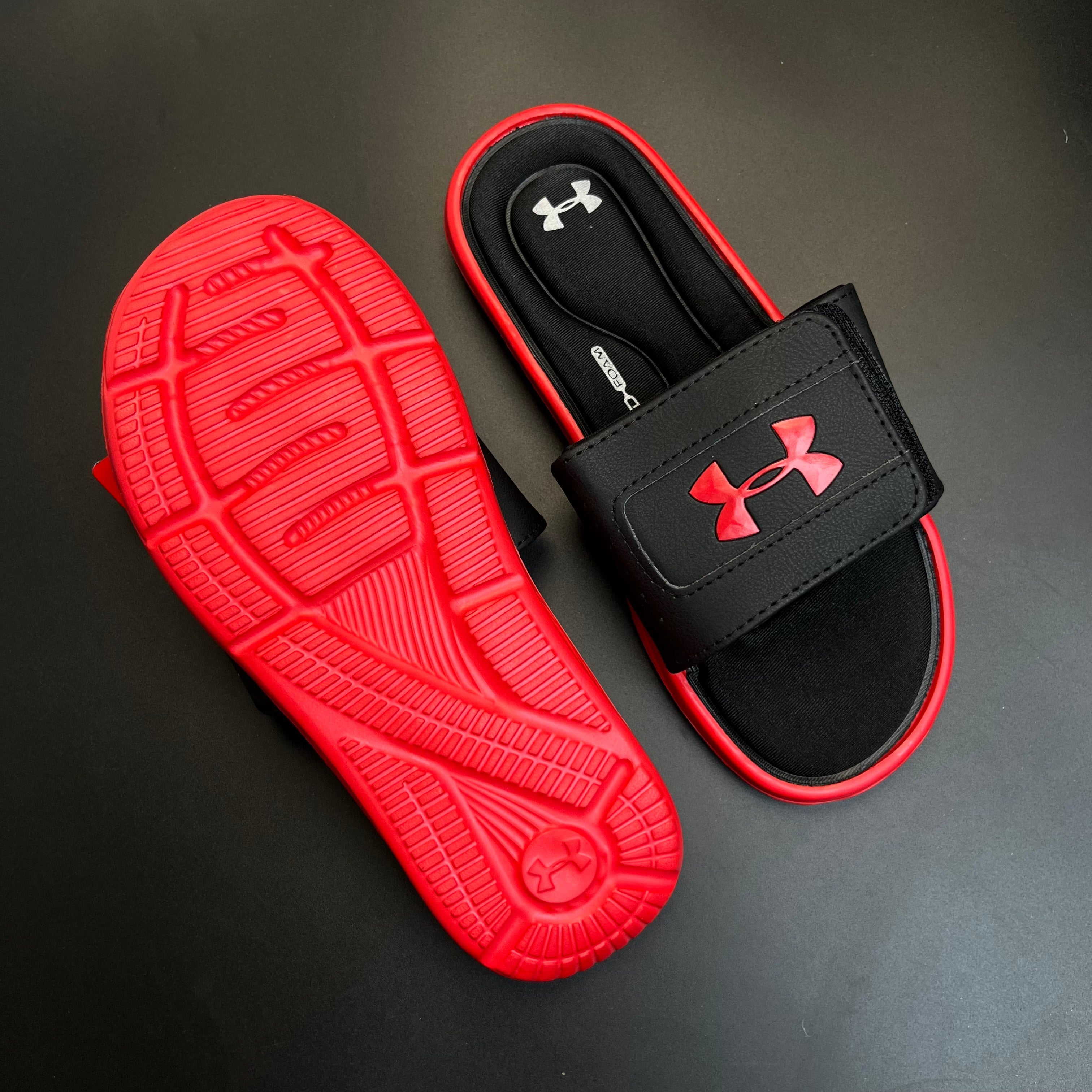UNDER-ARMR-IGNIT-V-SLIDES-BLACK RED