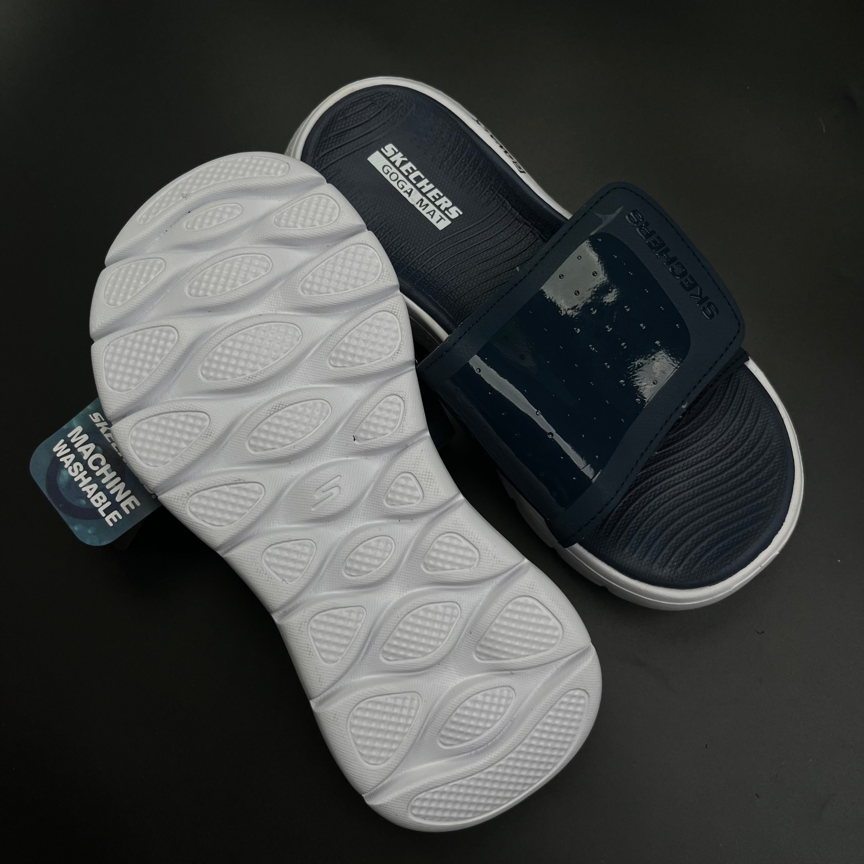 SKCHRS-GWALK-SLIDES-NAVY/WHITE