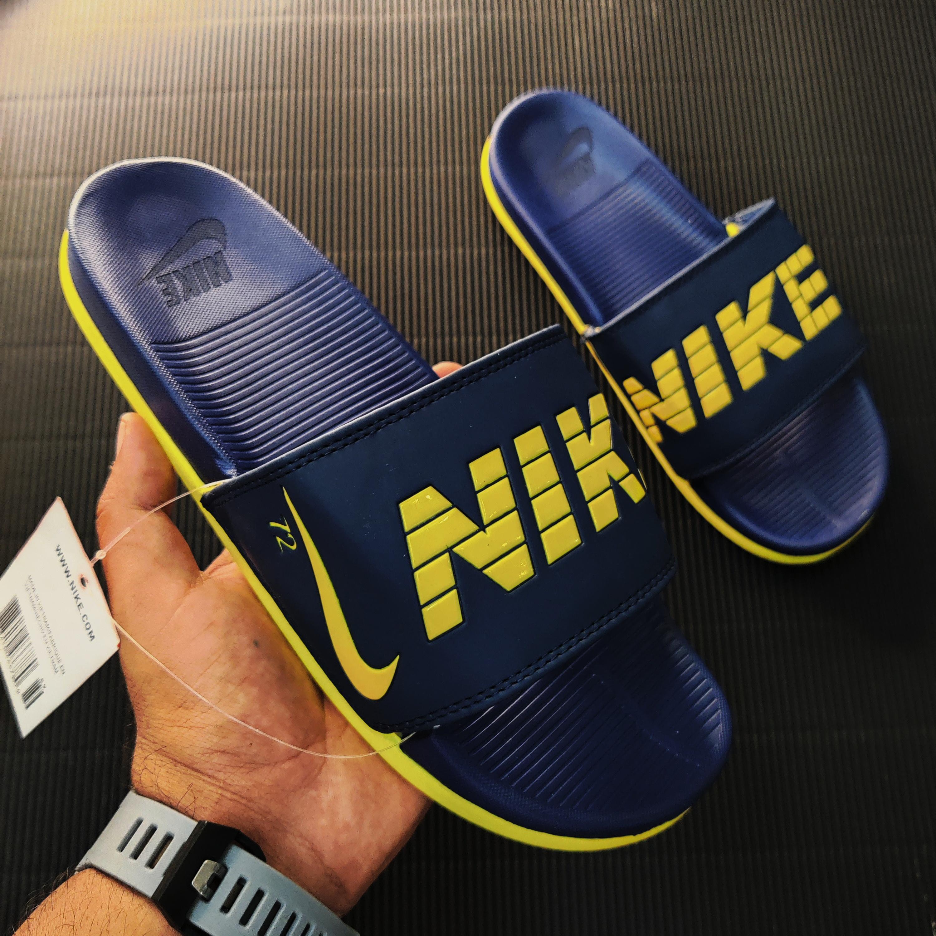 NIK-PRINTED-COMFORT-SLIDES-NAVY/YELLOW