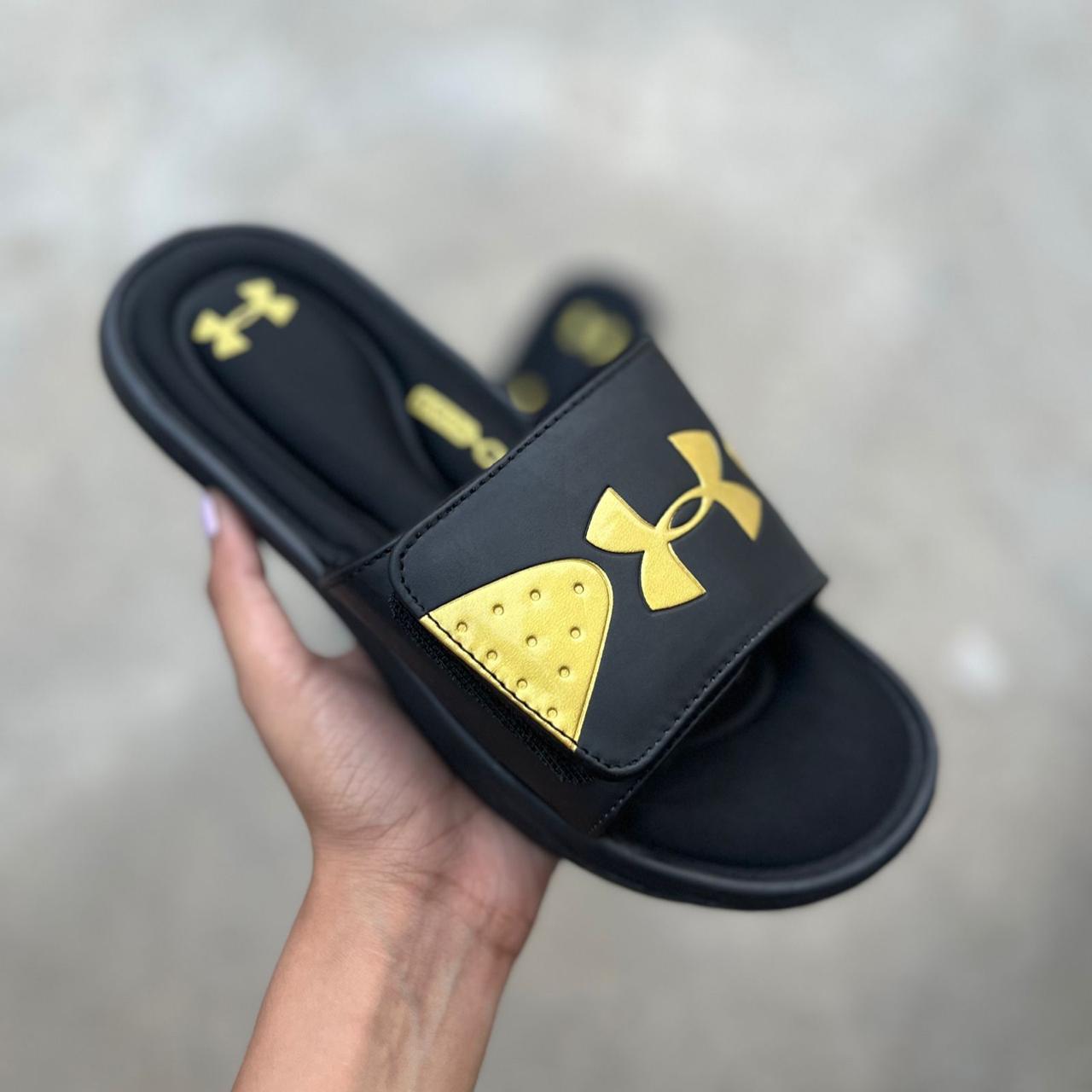 UA-SOFTFOAM-SLIDES-BLACK GOLDEN