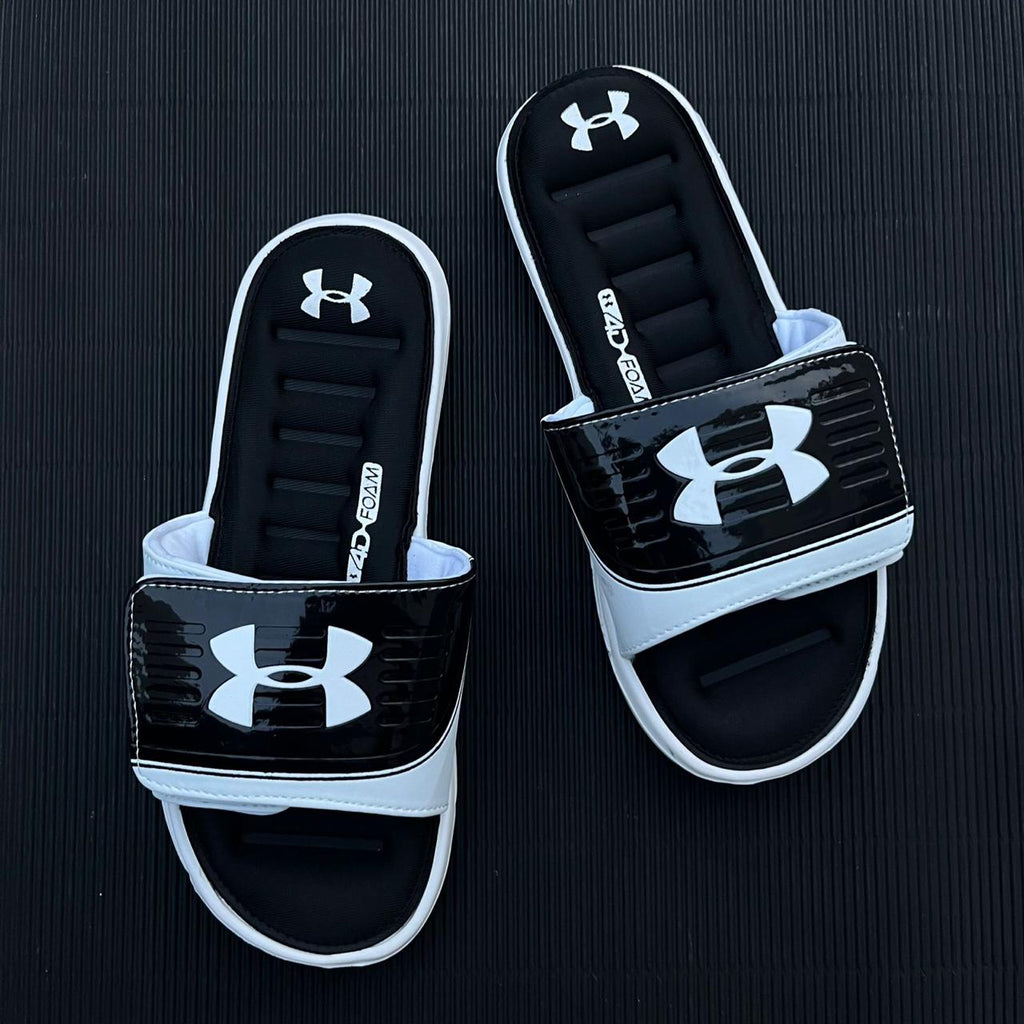 UA-MEMORY FOAM-SLIDES-BLACK WHITE