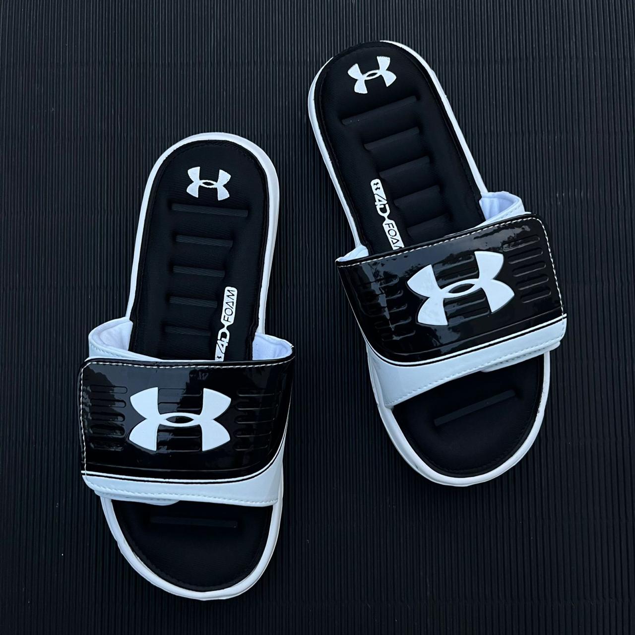 UA-MEMORY FOAM-SLIDES-BLACK WHITE