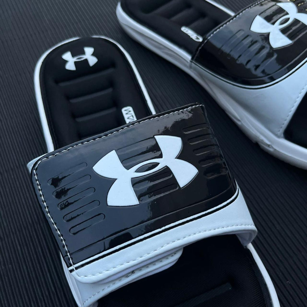 UA-MEMORY FOAM-SLIDES-BLACK WHITE