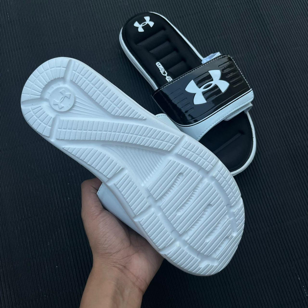 UA-MEMORY FOAM-SLIDES-BLACK WHITE