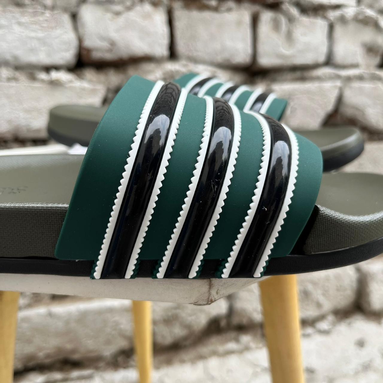 ADIDS-STRIPED-SLIDES (GREEN)