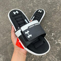 UA-SOFTRIDE-SLIDES-BLACK WHITE